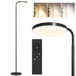Lampadaire led - homcom - intensit� variable t�te rotative 350 � t�l�commande magn�tique - acier et acrylique ...