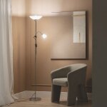 Lampadaire avec led de lecture m�tal et verre ussel argent�