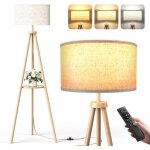 Lampadaire led tr�pied 12w t�l�commande & p�dale abat - jour en lin lumi�re r�glable 3000k - 6000k lampe ...