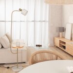 Lampadaire m�tal et marbre dafne blanc