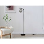 Lampadaire en m�tal et verre fum� - d. 28 x h. 150 cm - noir sofia