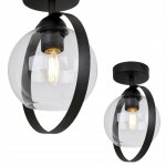 Lampadaire moderne - light - home - ring haga - m�tal noir - abat - jour verre incolore