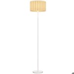 Lampadaire salon - abat - jour ondul� - douille e27 - interrupteur au pied - 35 x 35 x 153 cm - blanc ...