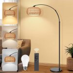 Lampadaire salon avec abat - jour rotin - variateur infini élécommande / app / pédale bras 360° & hauteur ... Lampadaire salon avec abat - jour rotin - variateur infini élécommande / app / pédale bras 360° & hauteur ...