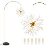 Lampadaire salon cristal dor - 3 tons & hauteur rglable 180 - 190cm arche moderneinterrupteur au pied ...