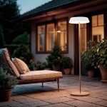 Lampadaire solaire ext�rieur led 26w m�tal aldana cr�me