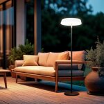 Lampadaire solaire ext�rieur led 26w m�tal aldana noir