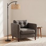 Lampadaire sur pied en rotin - suteo - arc boho - t�l�commande - commande tactile - 4 temp�ratures de ...