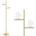 Lampadaire sur pied salon 165cm avec abat - jour en verre - moderne - or - e27 - 2 ampoules Lampadaire sur pied salon 165cm avec abat - jour en verre - moderne - or - e27 - 2 ampoules