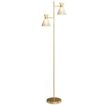 Lampadaire sur pied salon � double t�te r�glable lampe sur pied abat - jour en verre floral 42 x 25 x ...
