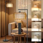 Lampadaire sur pied salon - homcom - dimmable 3 temp�ratures de couleur t�l�commande - acier et tissu ...