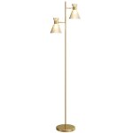 Lampadaire sur pied salon - homcom - double tte rglable - abat - jour en verre floral - mtal - 42 ...