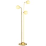 Lampadaire sur pied salon - homcom - style contemporain - 3 spots pivotants, abat - jour en verre et ...
