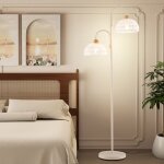 Lampadaire sur pied salon - relax4life - 2 lampes - abat - jour tisss en corde de chanvre - rotative ...
