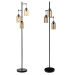 Lampadaire sur pied salon - relax4life - 3 lampes - 3 abat - jour en verre - douille e26 - interrupteur ...