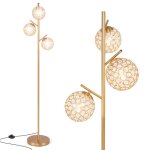 Lampadaire sur pied salon - relax4life - abat - jour en cristal acrylique - interrupteur au pied - 3 ...