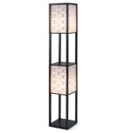 Lampadaire sur pied salon - relax4life - h 156cm - abat - jour motif � carreaux - ampoule e27 - lampe ...