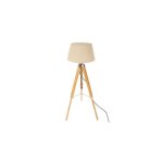 Lampadaire trpied en bois de bambou  runo  - beige - h 145 cm