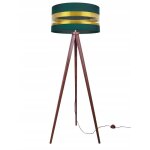 Lampadaire tr�pied - light - home - intense gold - bois - abat - jour rayures dor�es