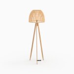 Lampadaire trpied en rotin et bois de teck massif - corte - rendez - vous dco