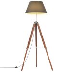 Lampadaire  trpied pour salon - lampe sur pied marron miel et noir bois de teck 141 cm
