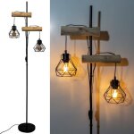 Lampadaire - zvvn - bois et m�tal - abat - jour diamant - double interrupteur - hauteur 169 cm