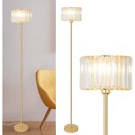 Lampadaire - zvvn - cristal dor - interrupteur au pied - abat - jour en verre