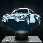 Lampe 3d - alpine a110 - jouet miniature cadeau alpine a110 - veilleuse led tactile avec socle au choix ...