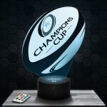 Lampe 3d - ballon rugby champions cup - accessoire objet cadeau rugby champions cup - veilleuse led tactile ...