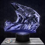 Lampe 3d casque moto cross - accessoire objet cadeau casque moto cross - veilleuse led tactile avec socle ...