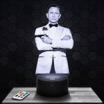 Lampe 3d - james bond 007 - accessoire merch cadeau james bond 007 - veilleuse led tactile avec socle ...