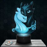 Lampe 3d - krokmou furie �clair - jouet figurine cadeau dragons - veilleuse led tactile avec socle au ...