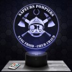Lampe 3d logo pompier sans froid coeur chaud - accessoire objet cadeau pompier - veilleuse led tactile ...