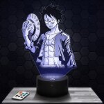 Lampe 3d - luffy monkey d - jouet figurine cadeau one piece - veilleuse led tactile avec socle au choix ...