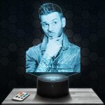 Lampe 3d matt pokora - accessoire objet cadeau matt pokora - veilleuse led tactile avec socle au choix ...