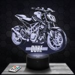 Lampe 3d - moto ktm duke - jouet miniature cadeau moto ktm duke - veilleuse led tactile avec socle au ...