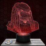 Lampe 3d - predator - accessoire figurine cadeau predator - veilleuse led tactile avec socle au choix ...