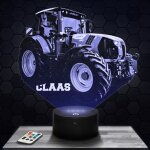 Lampe 3d tracteur claas - jouet miniature cadeau tracteur claas - veilleuse led tactile avec socle au ...