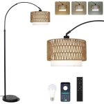 Lampe  arc salon lampadaire lampadaire en rotin avec tlcommande et ampoule led contrle par application ...