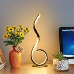 Lampe de bureau lampe de chevet en spirale moderne led 40cm lampe de table usb contemporaine noire pour ...