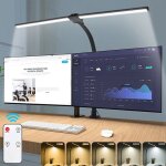 Lampe de bureau à double tête led réglable à col de cygnetélécommande24w 80cm lampe à pince pour Écran5 ... Lampe de bureau à double tête led réglable à col de cygnetélécommande24w 80cm lampe à pince pour Écran5 ...