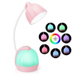 Lampe bureau enfant 5w led rgb r�glable lampe de table rose usb rechargeable lumi�re nocturne sans fil ...
