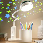 Lampe de bureau pour enfants avec projecteurflexible lampe de table sans fil dimmable lampe de lecture ...