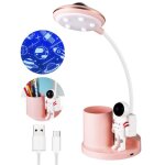 Lampe de bureau led pour enfants 5w lampe de bureau sans fil rechargeable  intensit variable (rose) ...