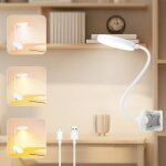 Lampe de bureau portable pour la protection des yeux?flexible chevet pincelampe lecture 3 modes d?clairage ...