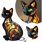 Lampe de chat lampe de sculpture en r�sine fait � la main �clairage de nuit color� lumi�res de chevet ...