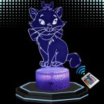 Lampe de chevet 3d led - aristochats - marie - multicolore - t�l�commande - d�coration enfant