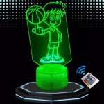 Lampe de chevet 3d led basketteur enfant basket - ball veilleuse changement de couleurs lampe tactile ...
