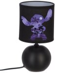 Lampe de chevet boule noir stitch violet
