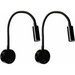 Lampe de chevet - largeight - 2 lampes - aluminium noir - lumire blanche chaude - 3w led